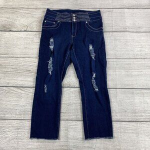 T&Y Fringe Distressed Jeans Women Size 17 / 18 High Rise Denim Pants - Stretch